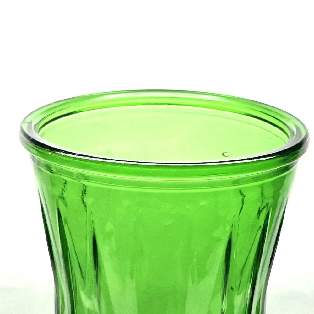 CFG Emerald Green 9.5”  Wide Mouth Diamond Leaf Pattern Vintage Vase